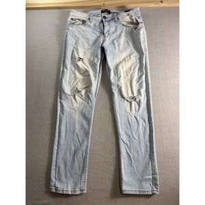 Ring of Fire Mens Slim Fit Distressed Ripped Light Wash Jeans W34 L30 C-396A